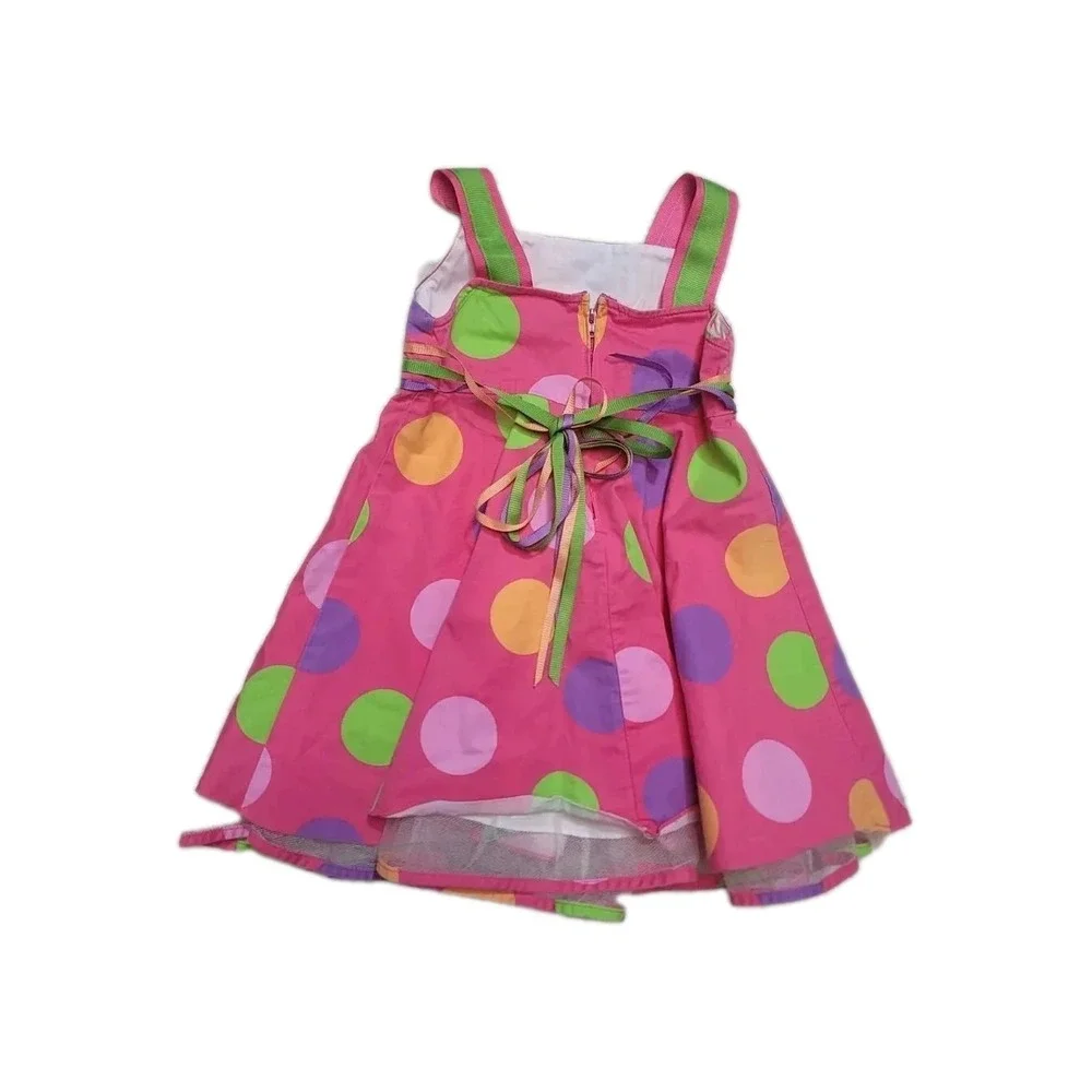 Rare Editions Girls Dress 24 Months Pink Ribbon Polka Dot